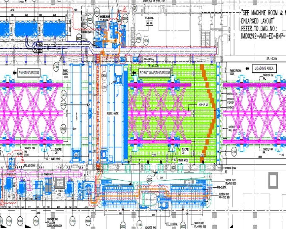 Engineers reviewing blueprints